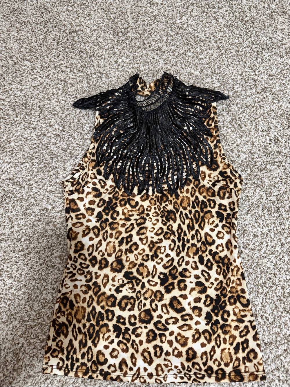 & Other Stories Leopard Print Sleeveless Camisole with Black Beaded Neck